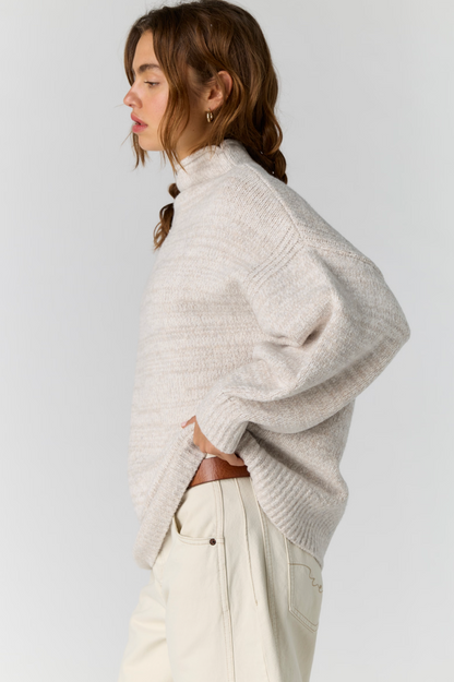Free People Beaumont Tunic Sweater - Feather Grey Melange