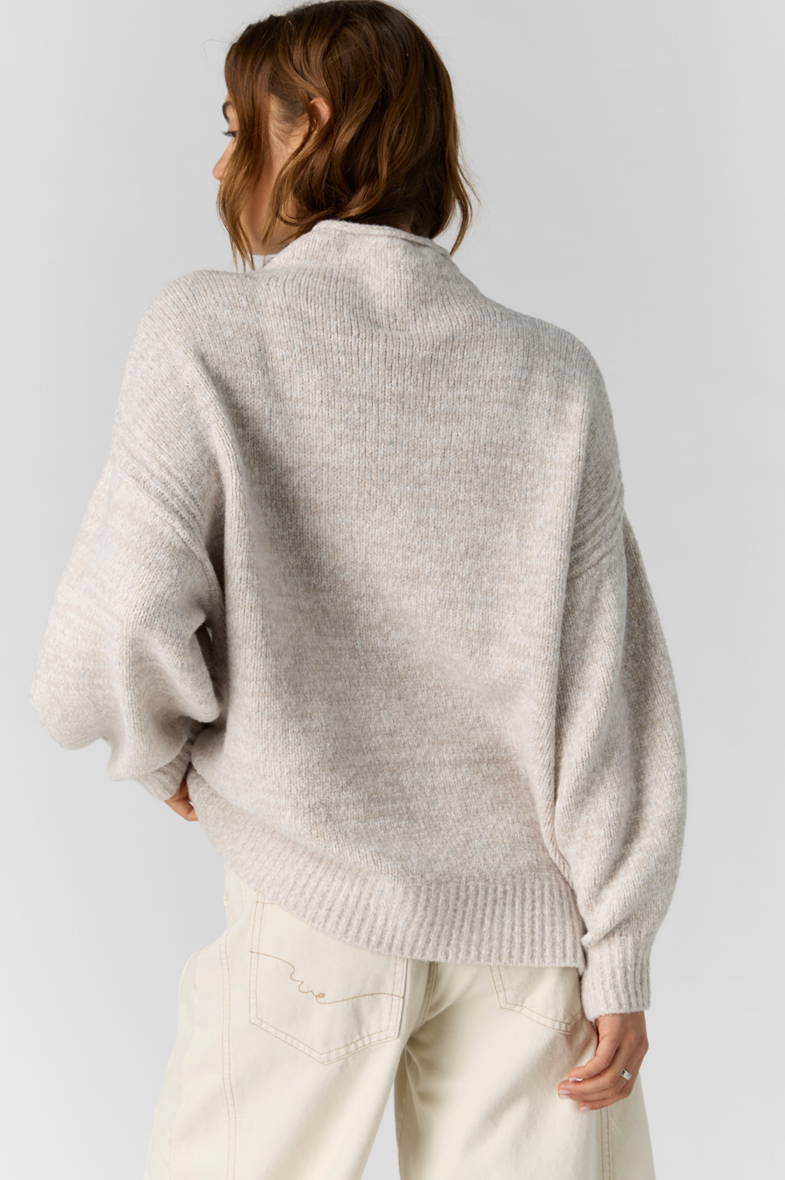 Free People Beaumont Tunic Sweater - Feather Grey Melange