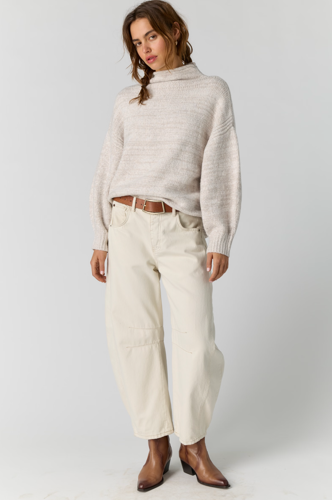 Free People Beaumont Tunic Sweater - Feather Grey Melange