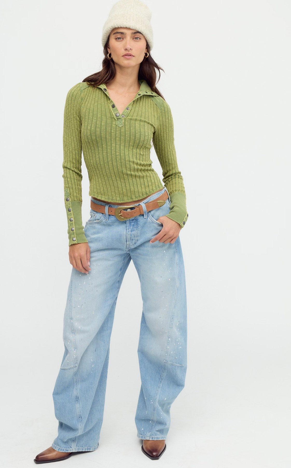 Free People Surplus Cuff Sweater Top - Courtyard