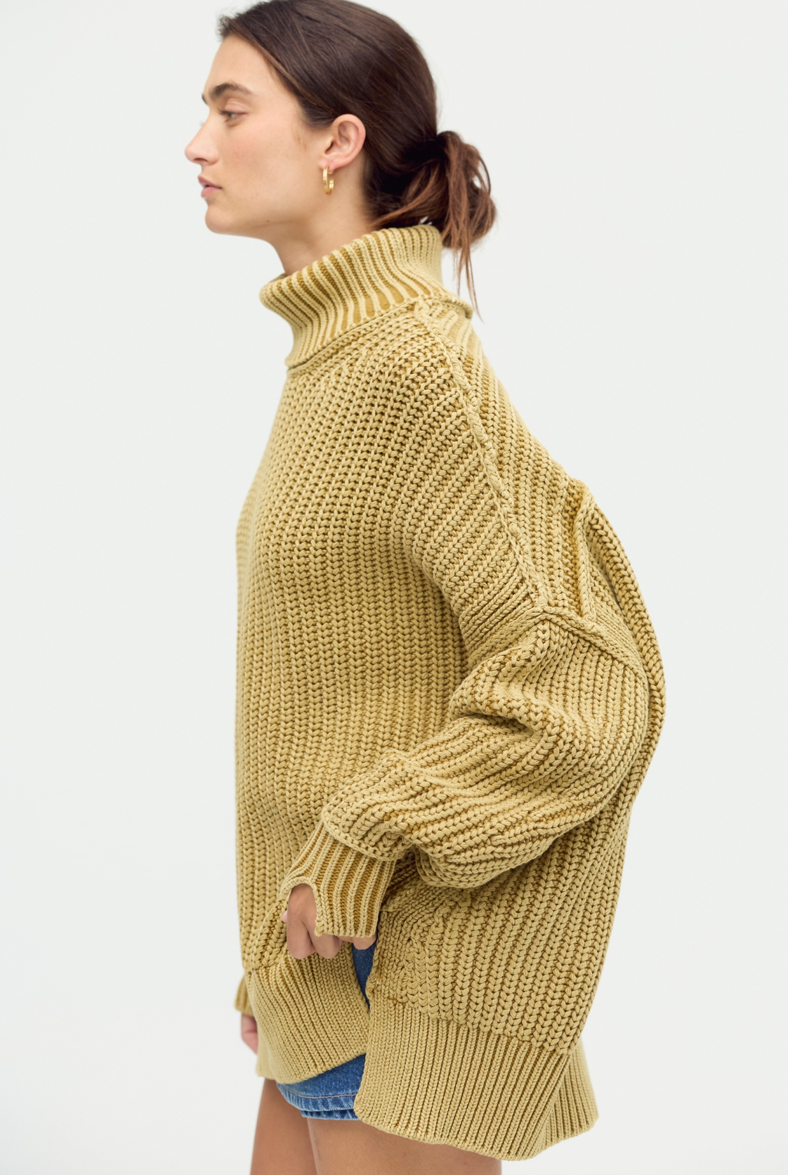 Free People Worn Thru Turtleneck Sweater - Golden Eagle
