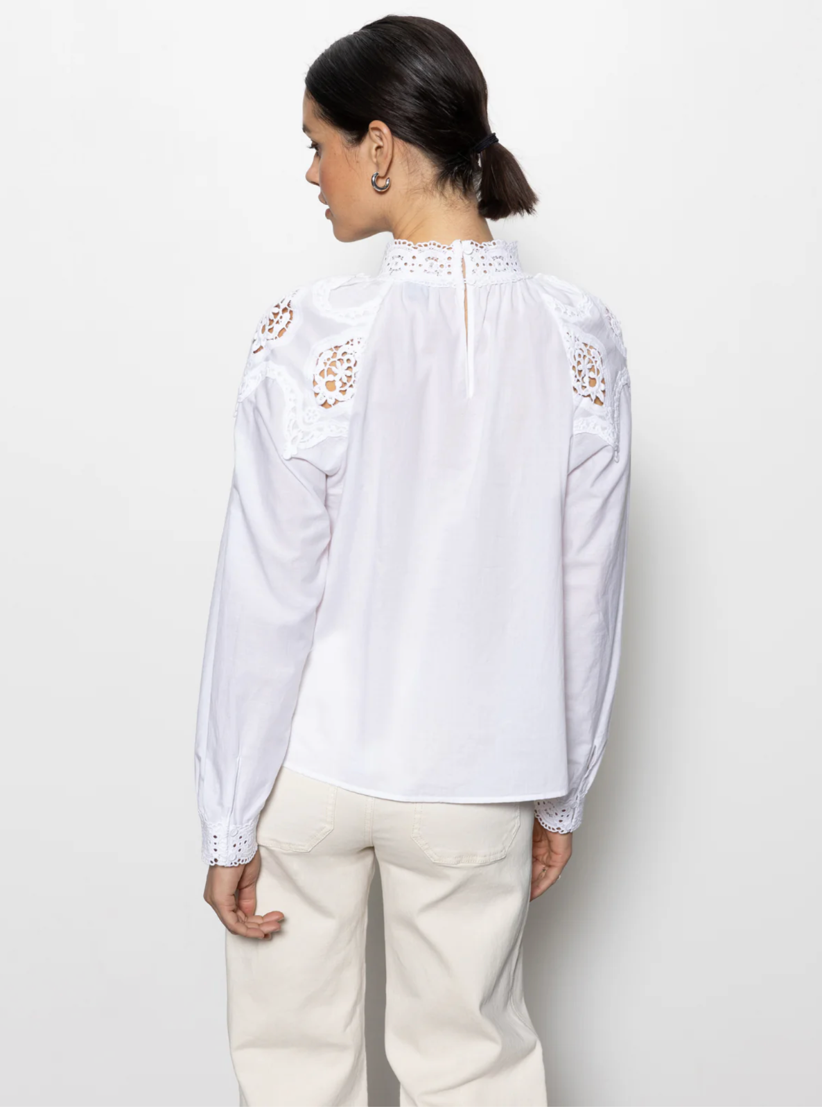 Lace Popover Blouse - White