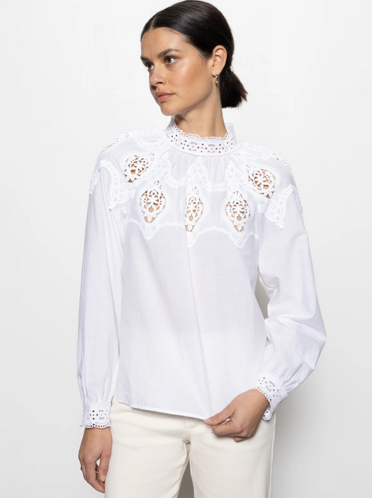 Lace Popover Blouse - White