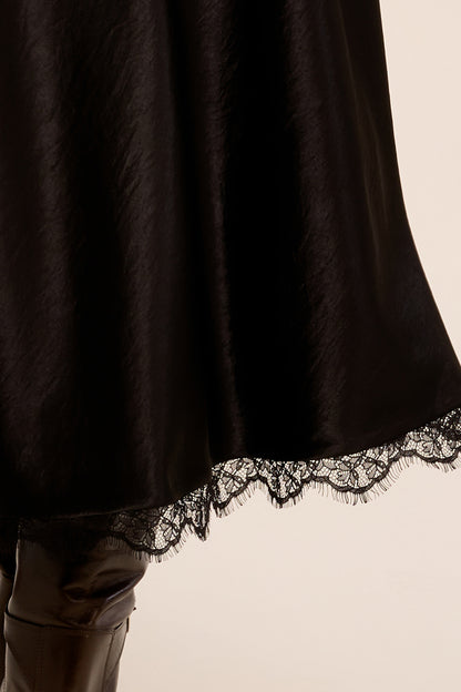 Midnight Lace Midi Skirt - Black