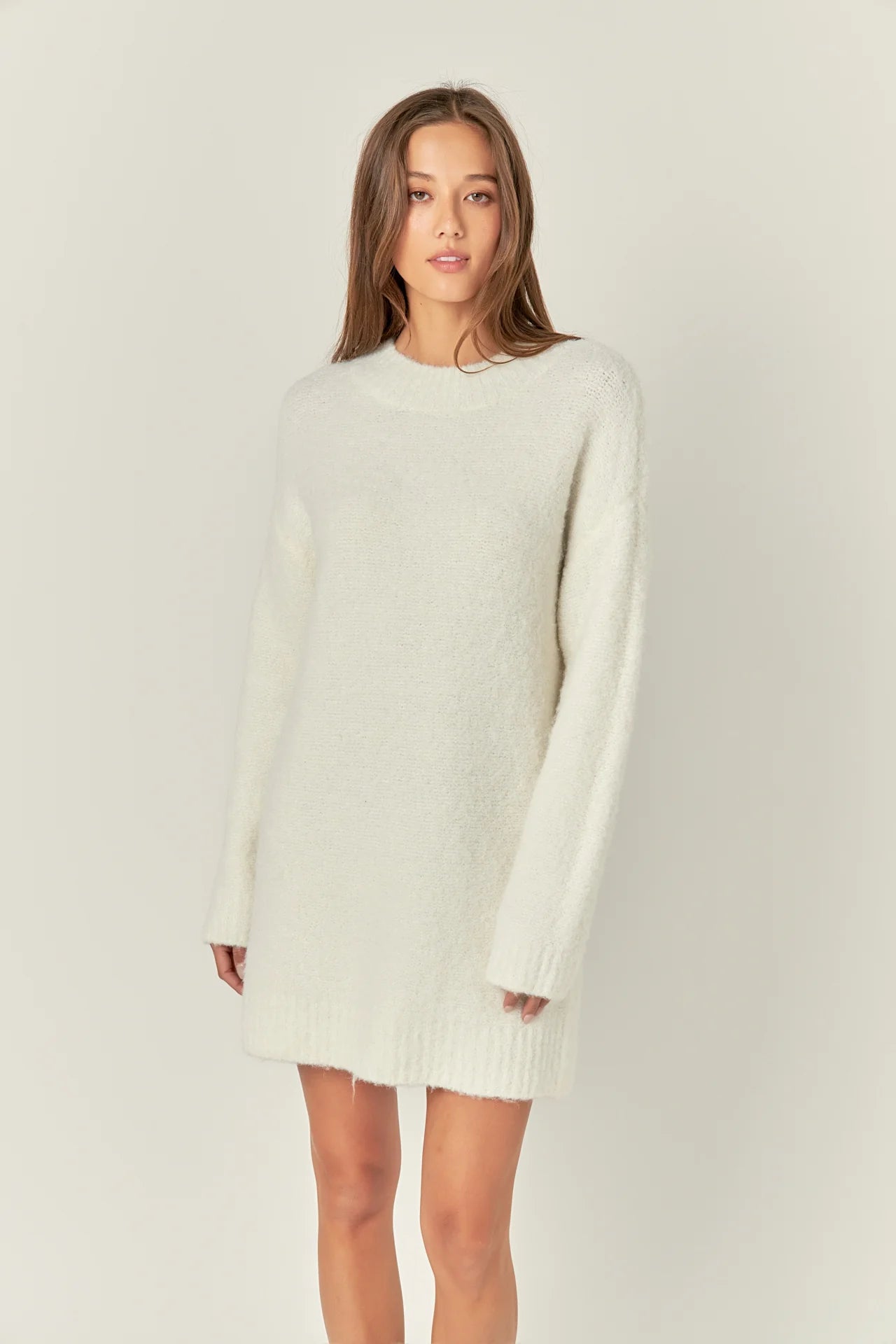 Cozy Round Sweater Dress - Cream