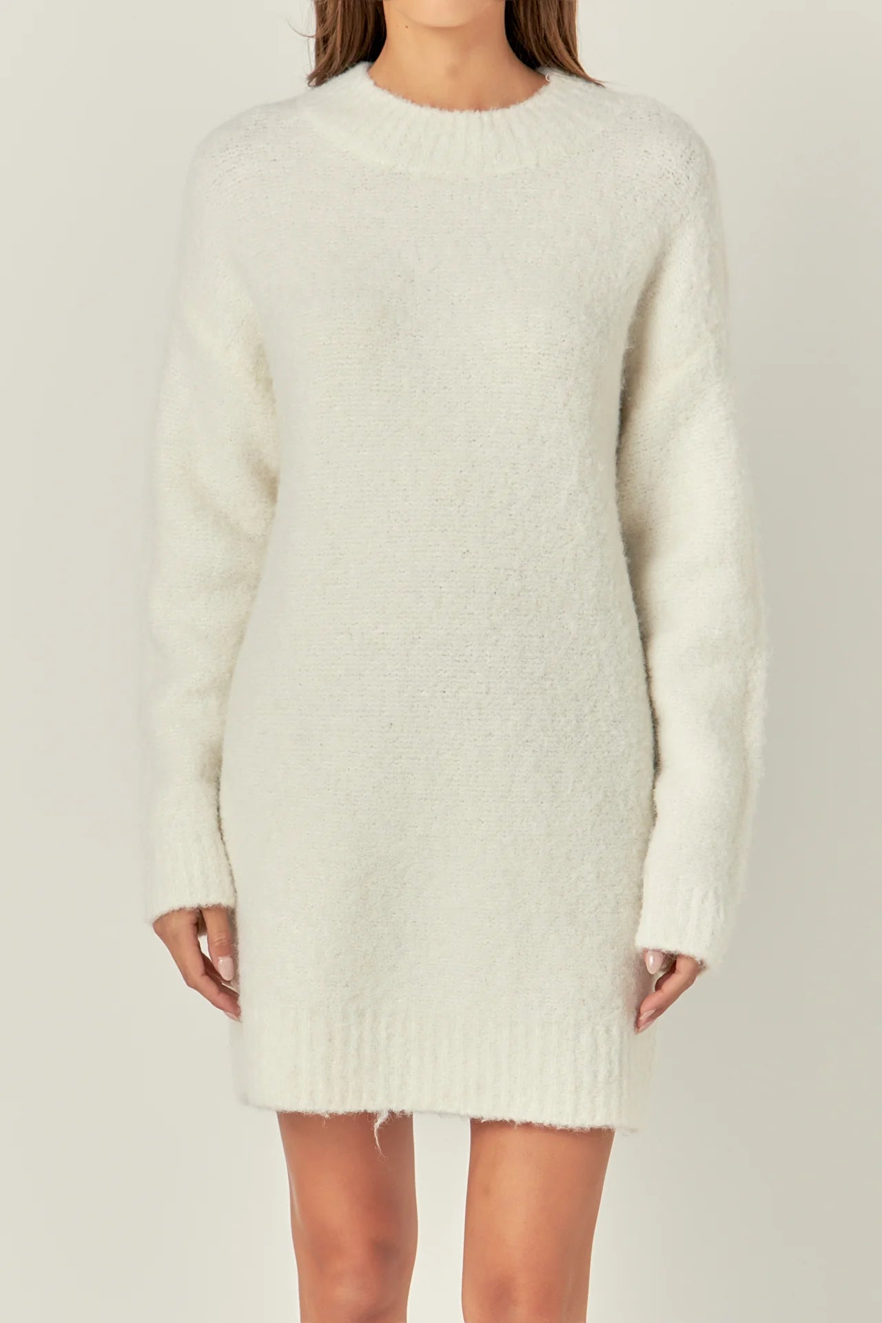 Cozy Round Sweater Dress - Cream