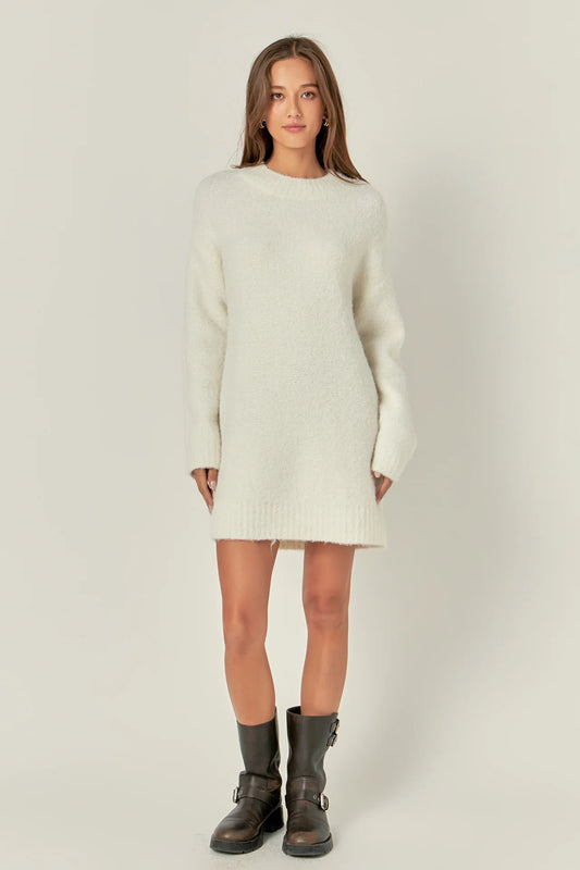 Cozy Round Sweater Dress - Cream