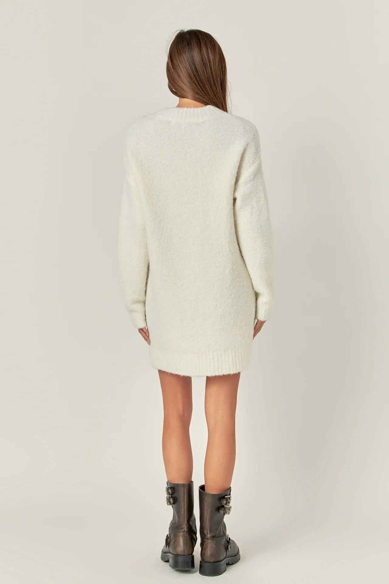 Cozy Round Sweater Dress - Cream