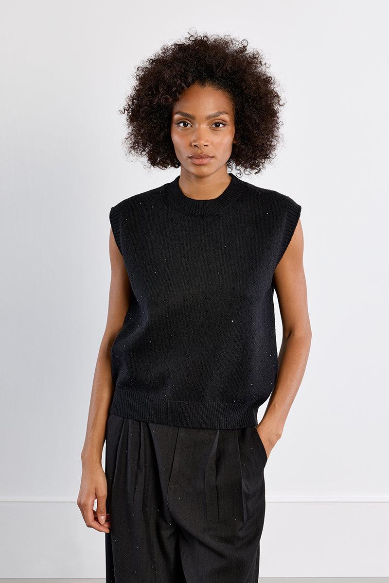 Starlight Sleeveless Sweater - Black