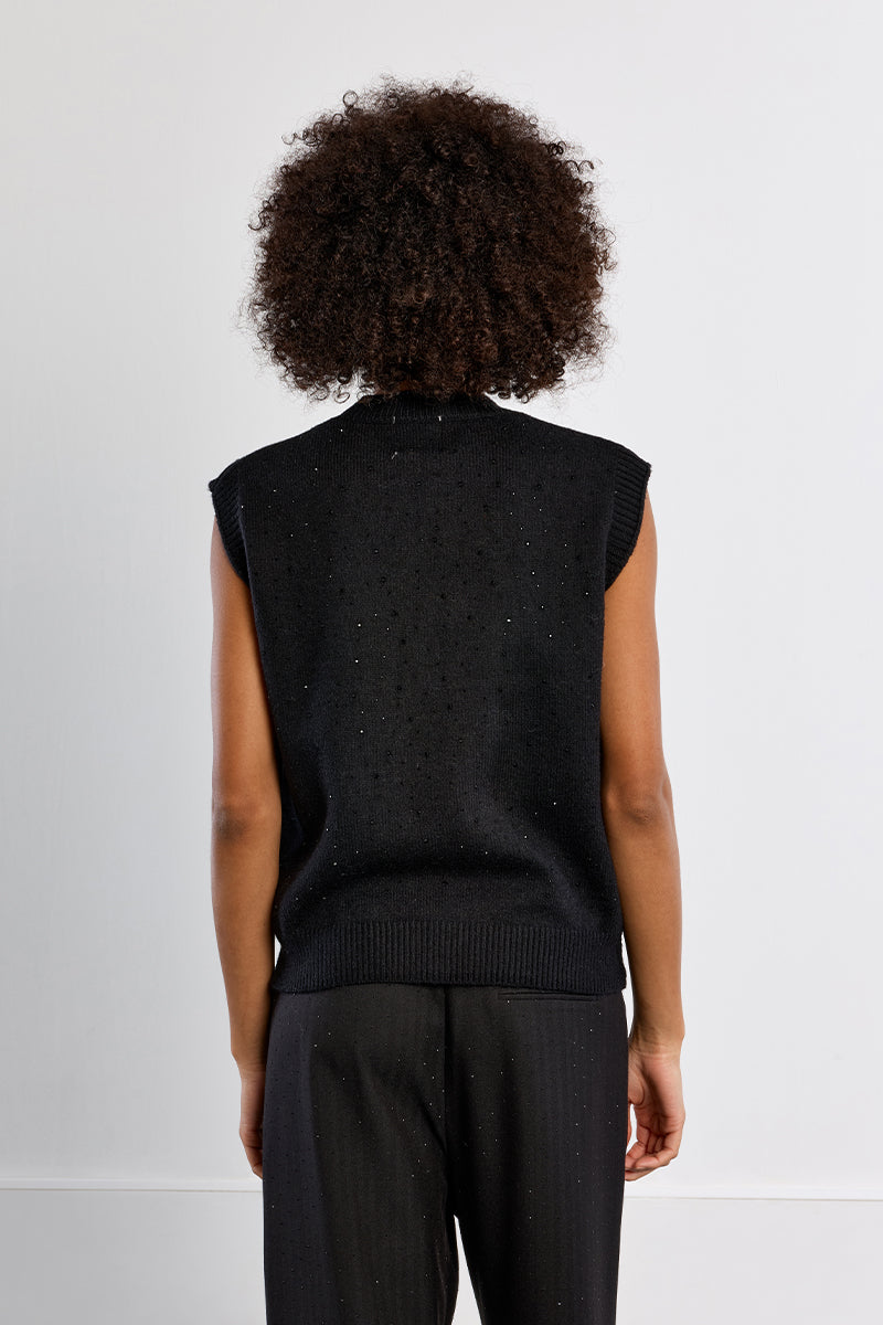 Starlight Sleeveless Sweater - Black