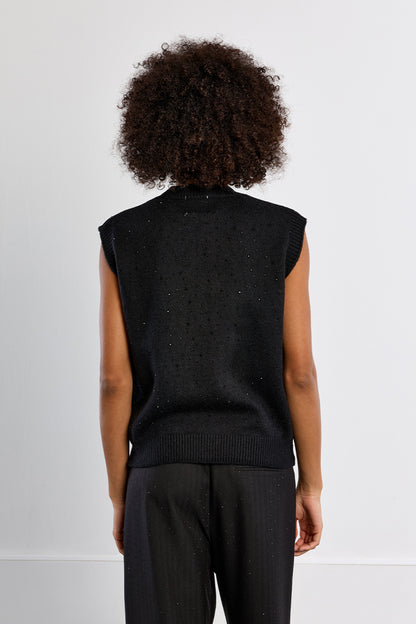 Starlight Sleeveless Sweater - Black