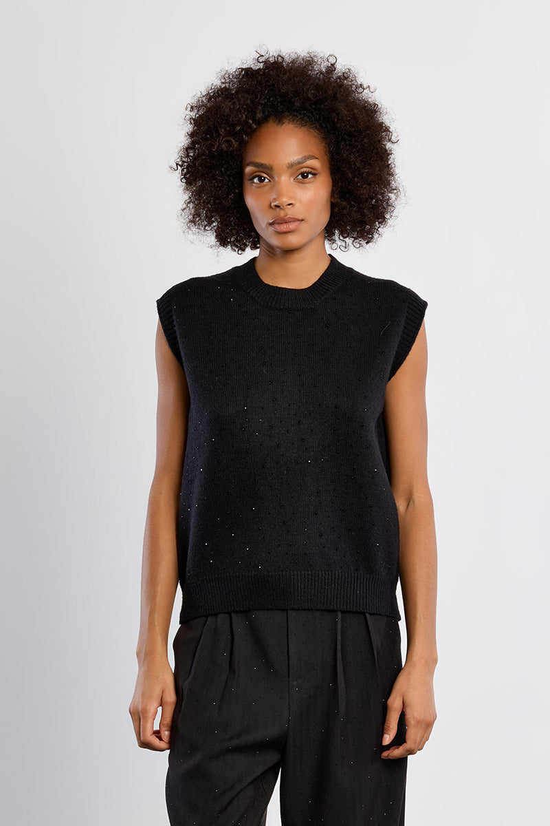 Starlight Sleeveless Sweater - Black