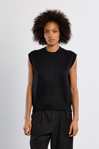 Starlight Sleeveless Sweater - Black