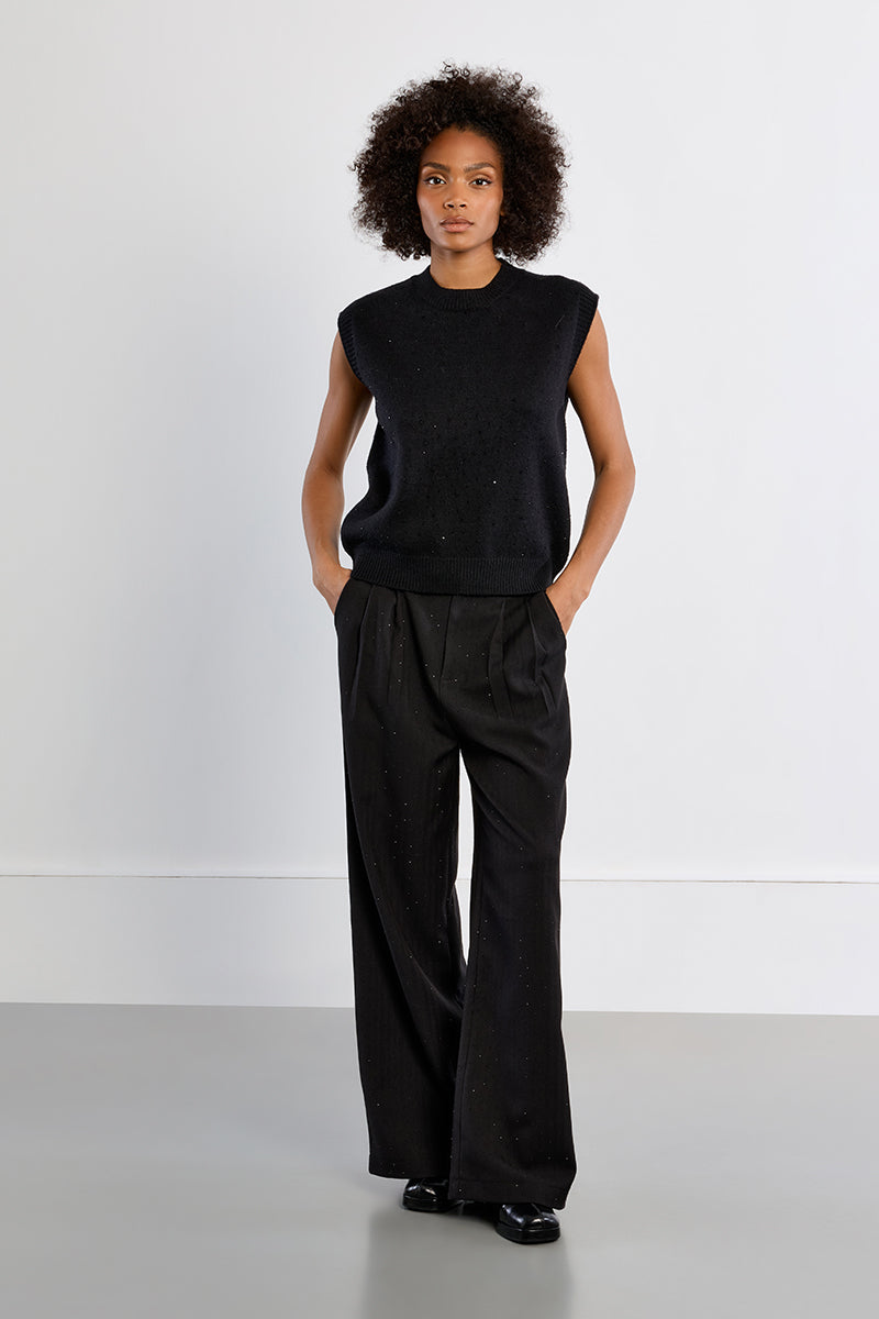 Starlight Sleeveless Sweater - Black