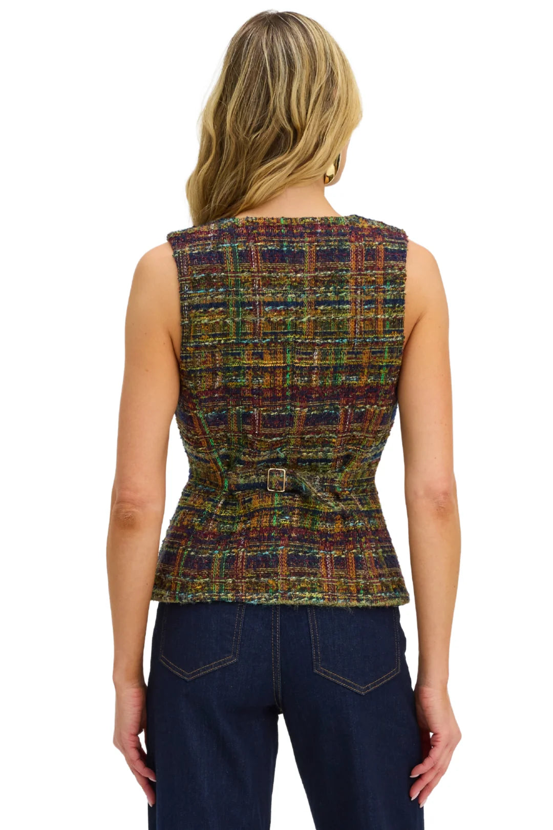 Tweed Oliver Vest - Navy/Gold