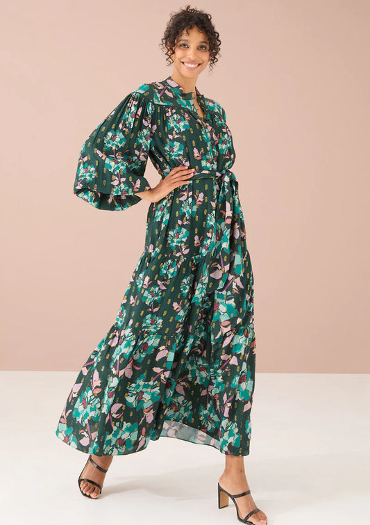 The Taylor Dress - Emerald Stained Glass Floral