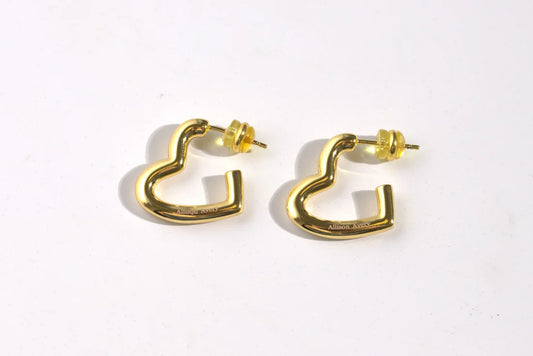 Tube Heart Hoops - Gold