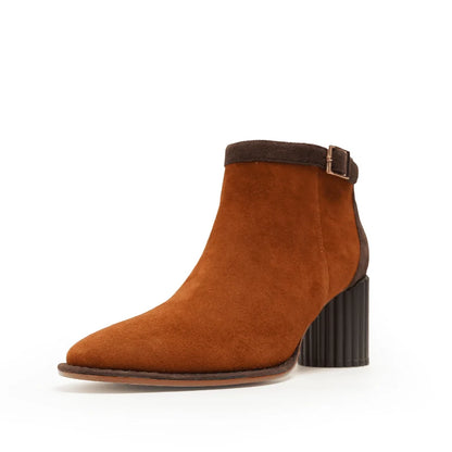 Tulia Suede Bootie - Chocolate/Cognac