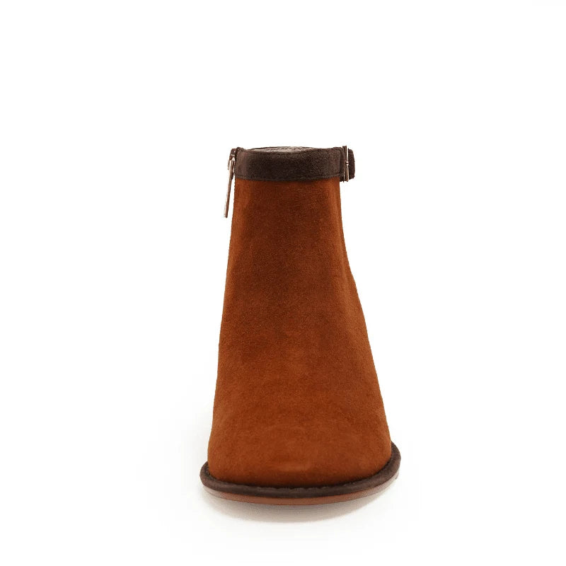 Tulia Suede Bootie - Chocolate/Cognac