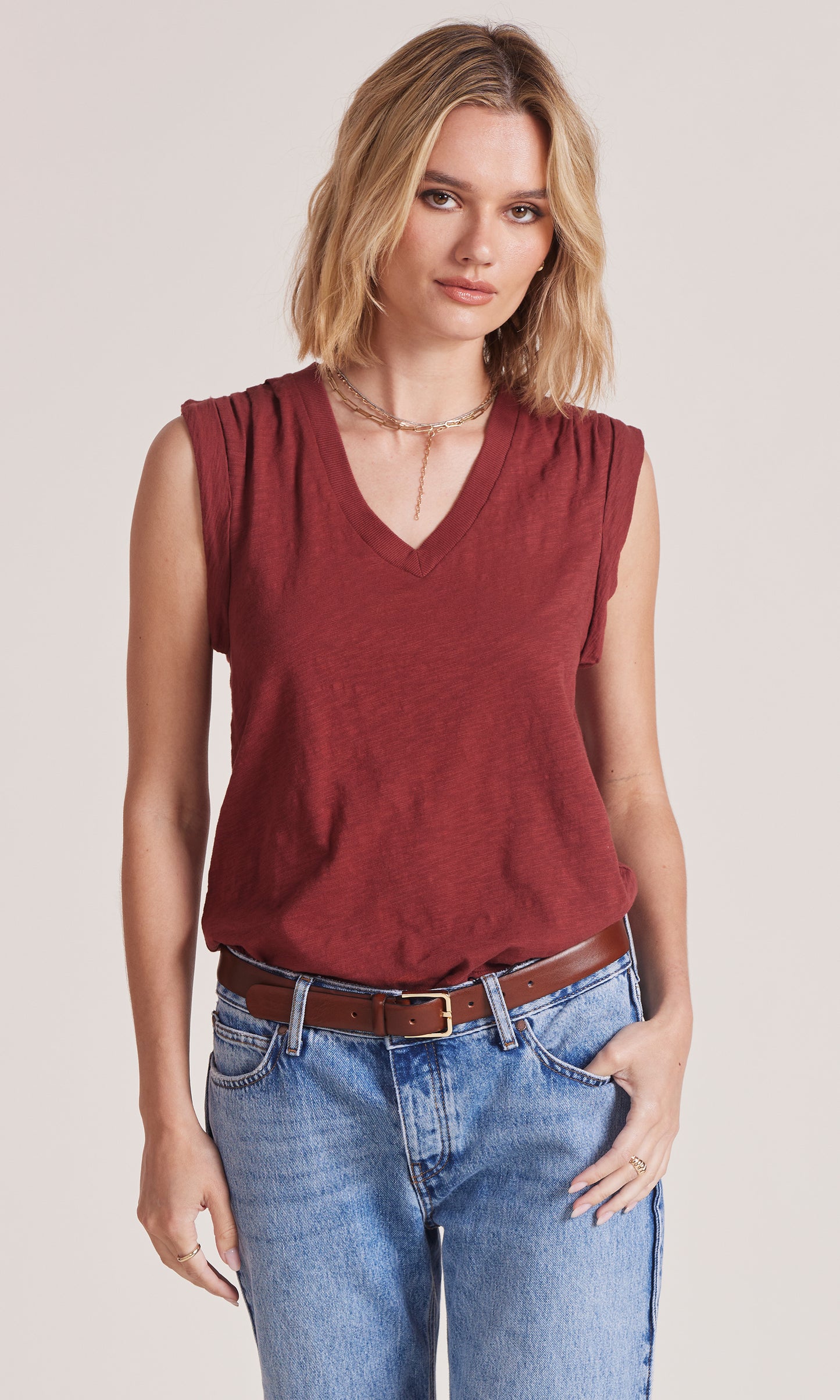 PLEATED MUSCLE TANK