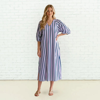 Coco Palm Beach Dress - Lavender/Navy