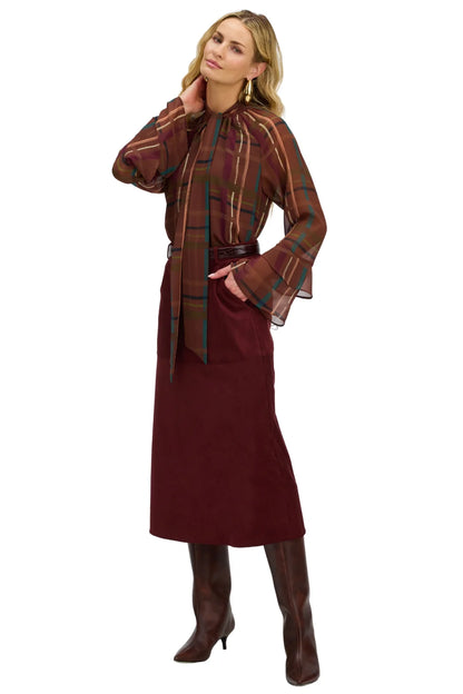 Valentine Blouse - Brown Plaid