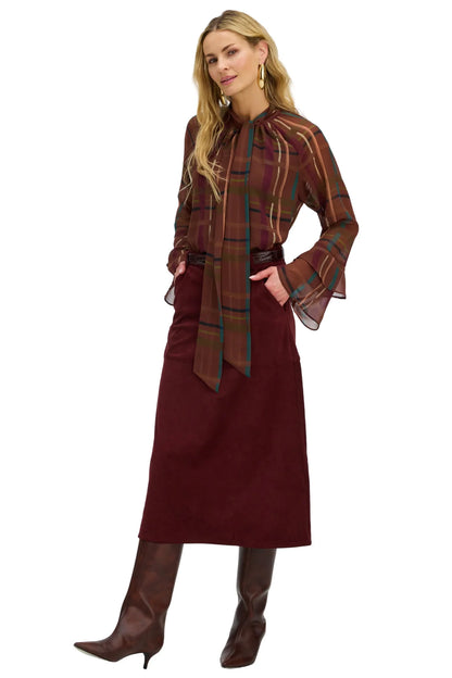 Valentine Blouse - Brown Plaid