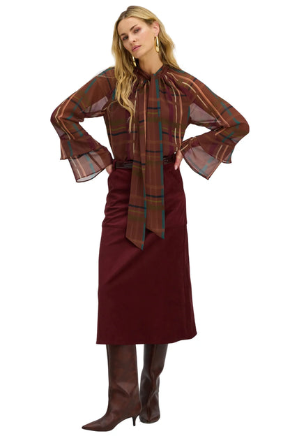 Valentine Blouse - Brown Plaid