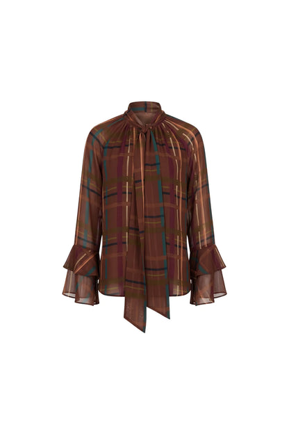 Valentine Blouse - Brown Plaid