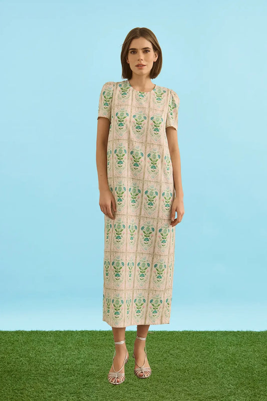 Valerie Dress - Pink Trellis