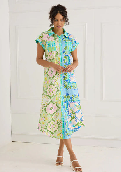 Willa Dress - Blue Floral Folk