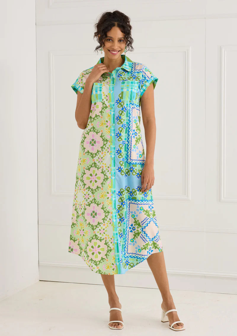 Willa Dress - Blue Floral Folk