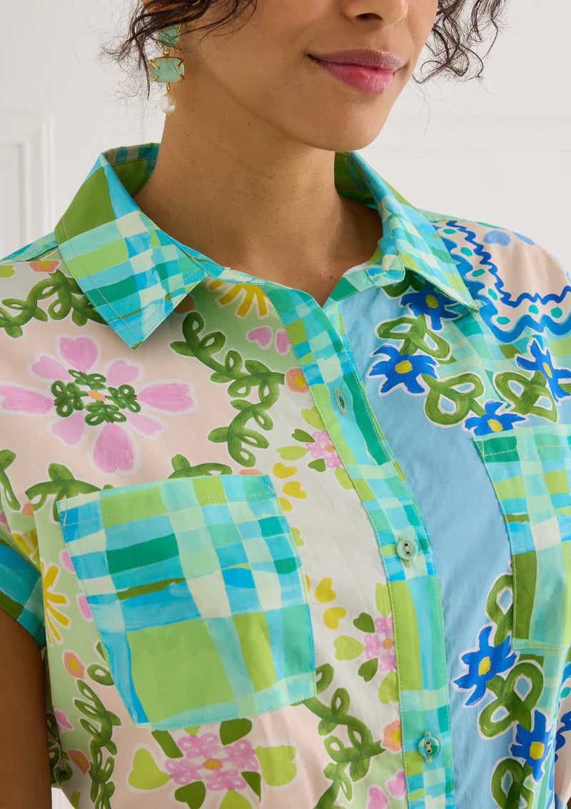 Willa Dress - Blue Floral Folk