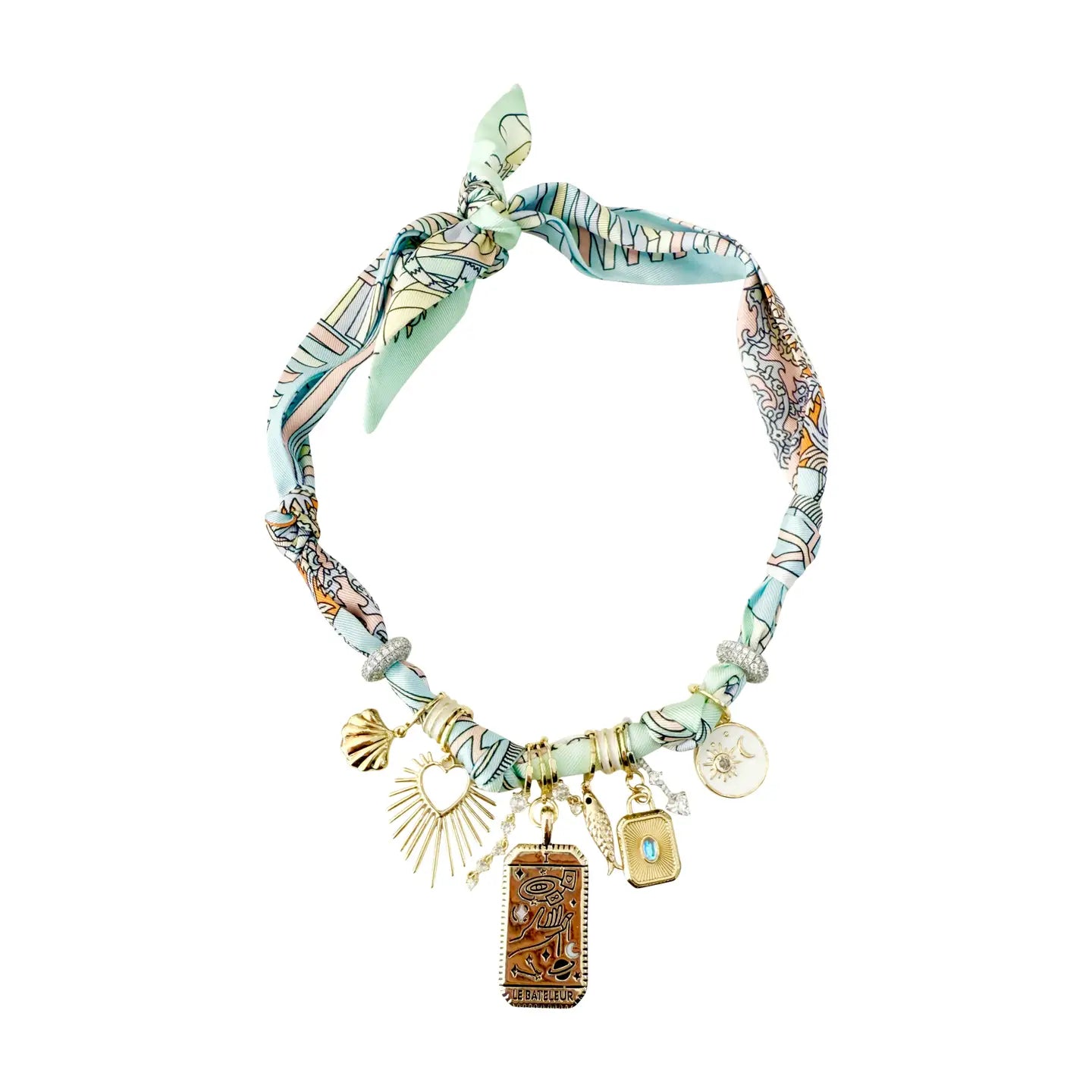 Lisa Multi Charm Scarf Necklace