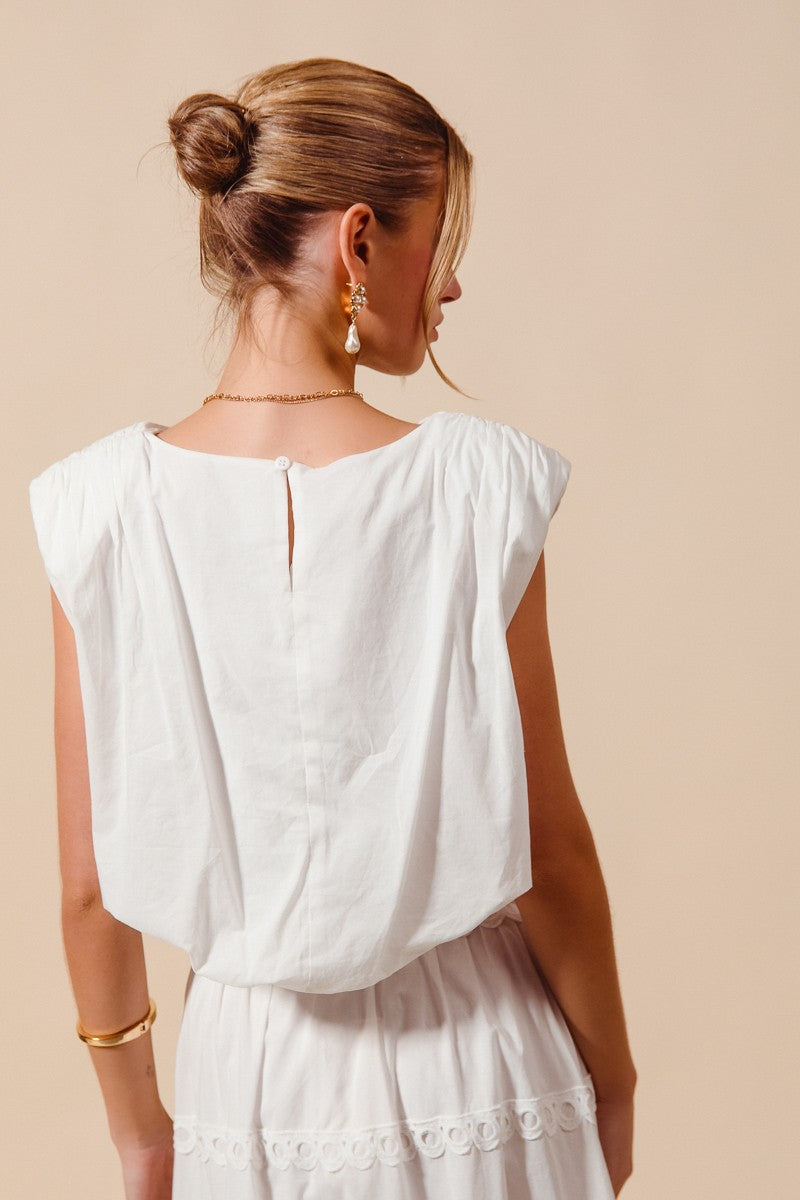 Lace Trimmed Maxi Skirt Set - Off White