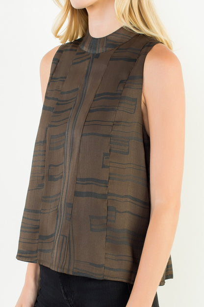 Sleeveless Zebra Stripes Top - Brown
