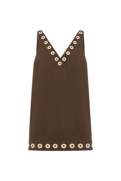 Tobe Denim Mini Dress - Chocolate