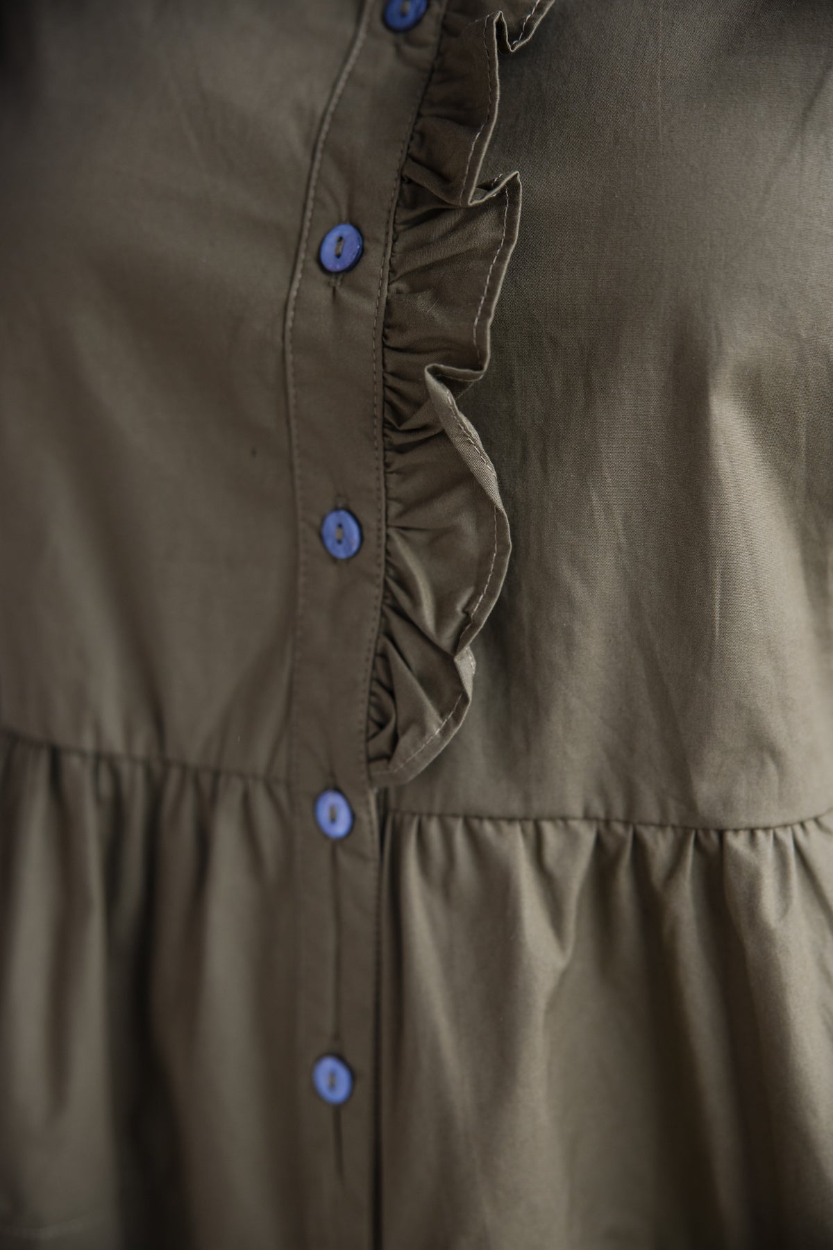 Ruffle Detail Peplum Top - Martini Olive