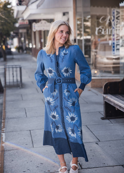 Suzie Dress - Denim Floral