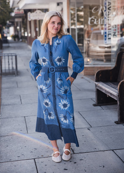 Suzie Dress - Denim Floral