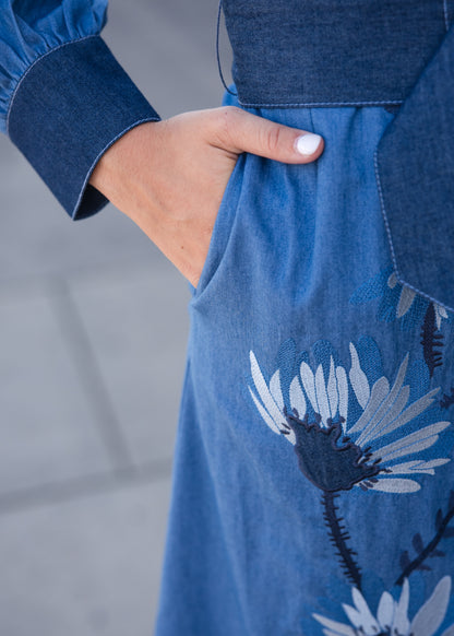 Suzie Dress - Denim Floral