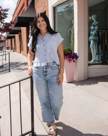Lucky Linen Shirt - Washed Blue Stripe