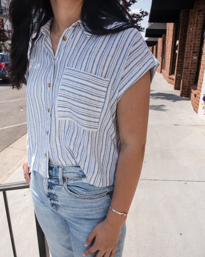 Lucky Linen Shirt - Washed Blue Stripe