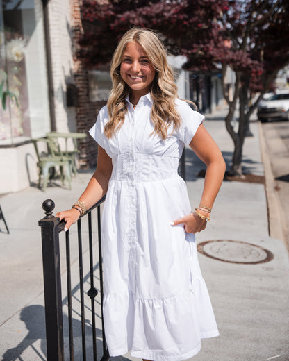 Emily Midi Dress - Optic White