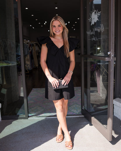 Short Poplin Dress - Black