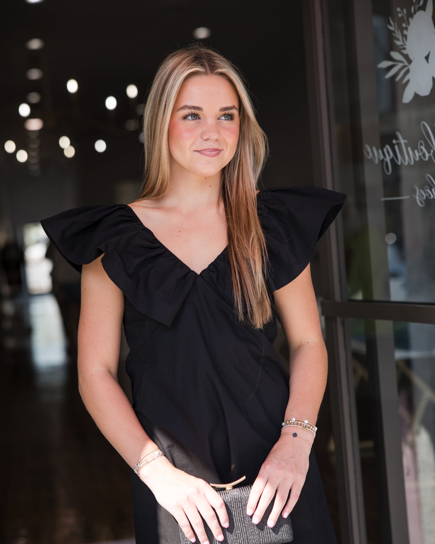 Short Poplin Dress - Black