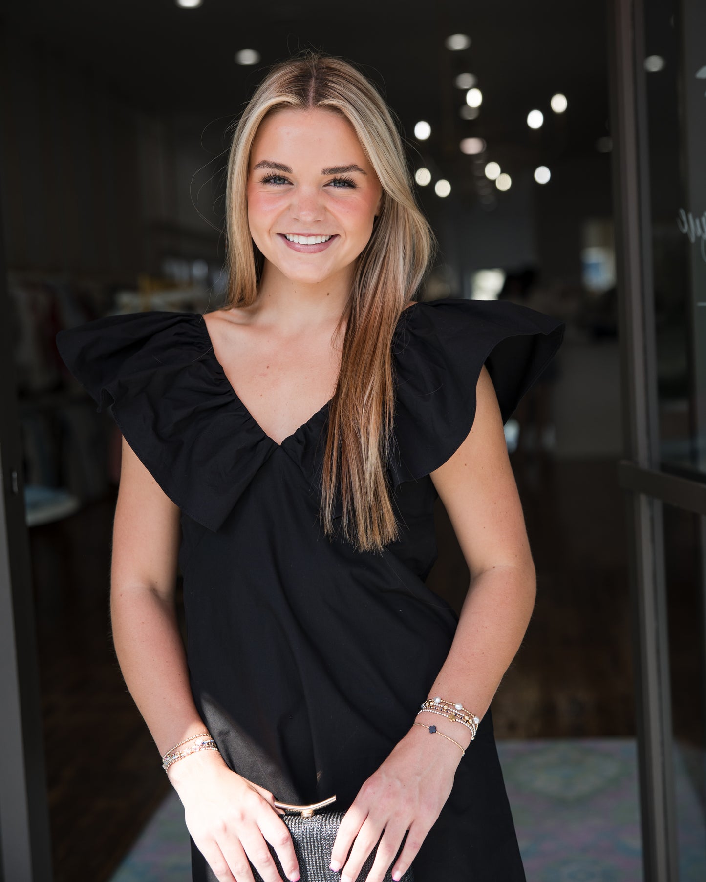 Short Poplin Dress - Black