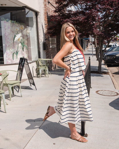Sailor Tie Crop Top - Cream/Navy