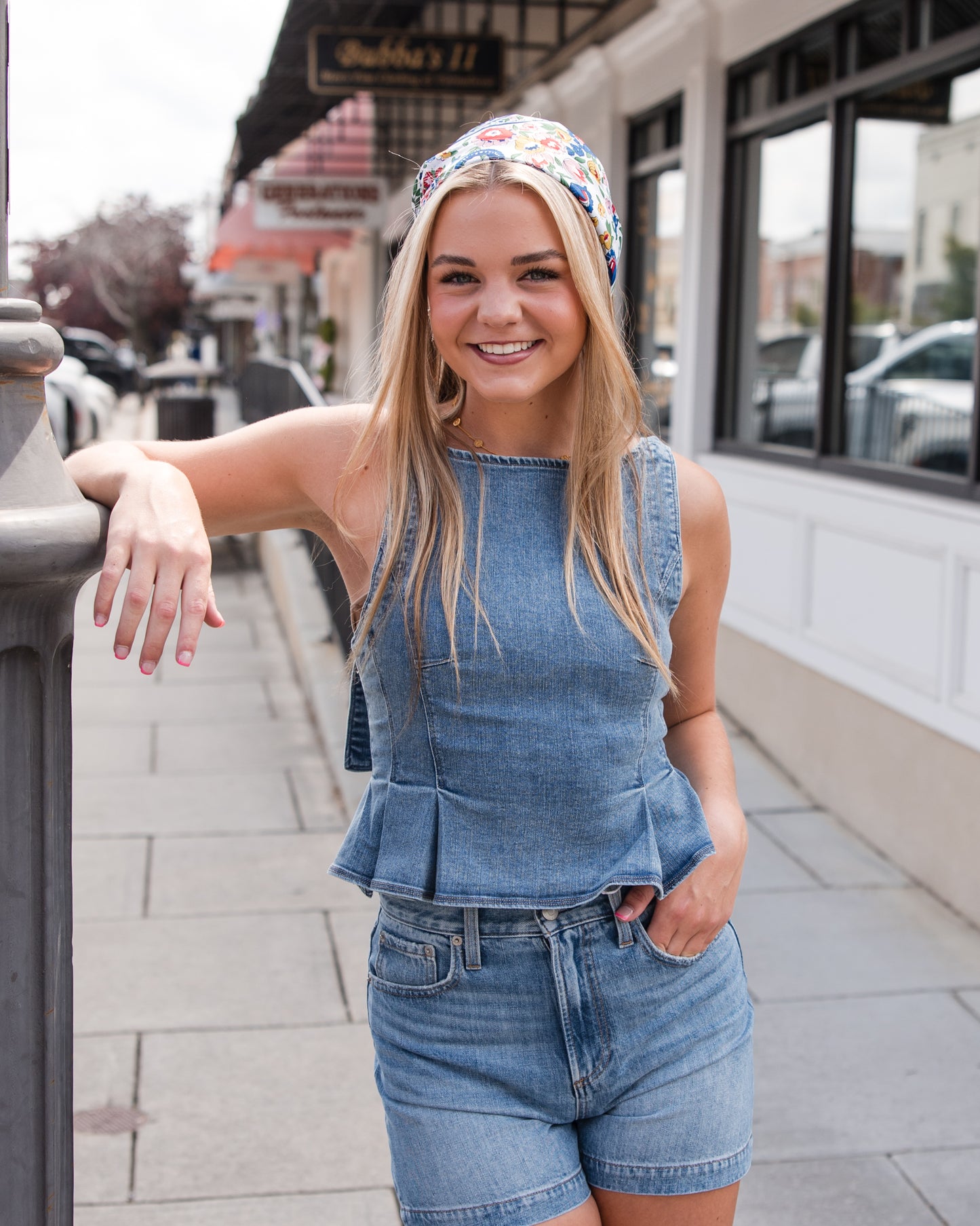 Free People Sunfaded Denim Top - Steel Blue