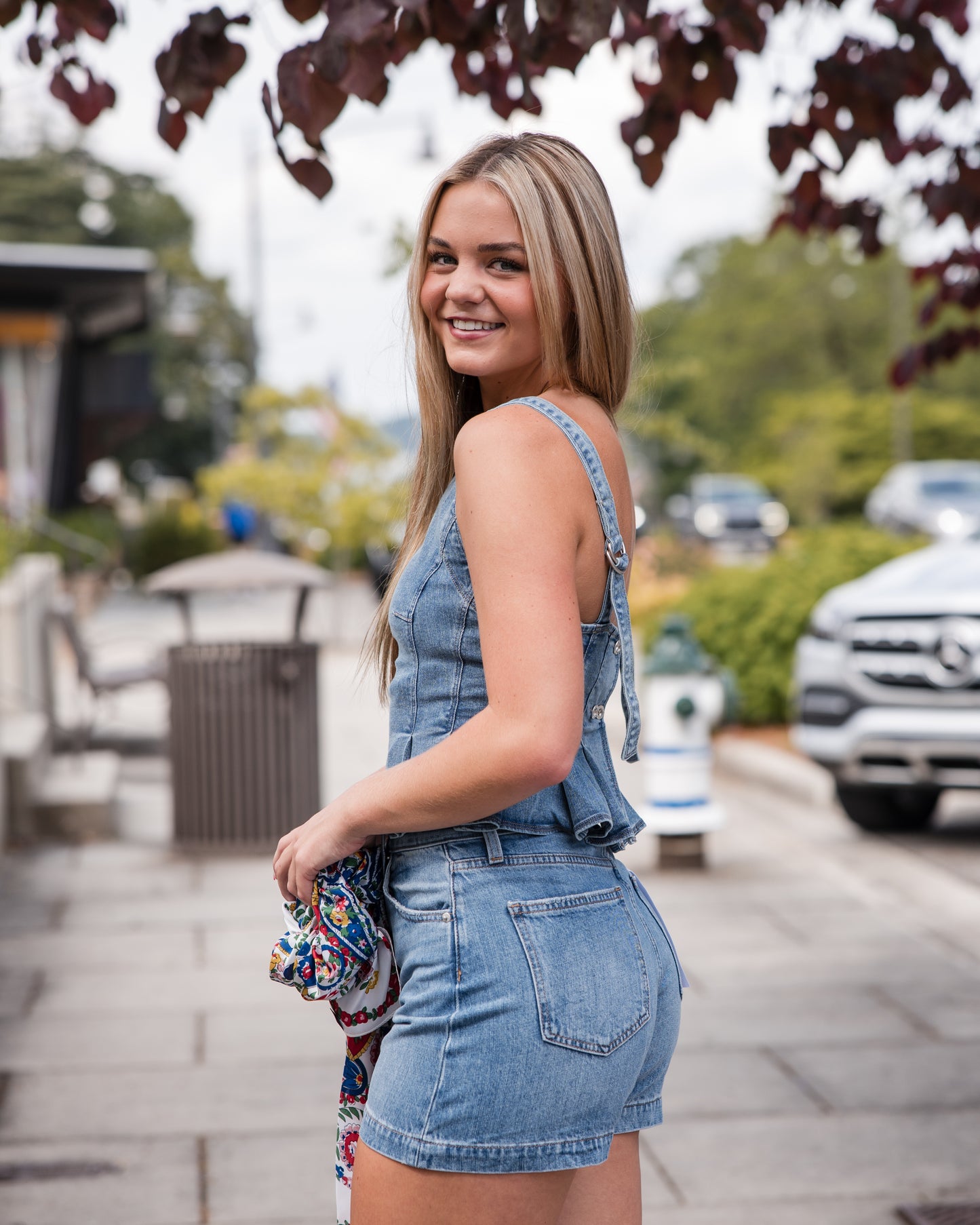 Free People Sunfaded Denim Top - Steel Blue